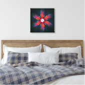 Floral Mandala Flowers Orange Red Blue Abstract Leinwanddruck (Insitu (Schlafzimmer))