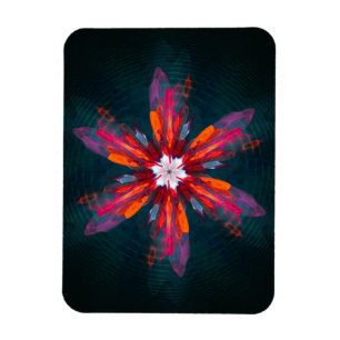 Floral Mandala Flowers Orange Red Blue Abstract Magnet