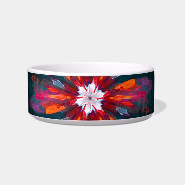 Floral Mandala Flowers Orange Red Blue Abstract Napf (Vorderseite)