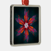Floral Mandala Flowers Orange Red Blue Abstract Ornament Aus Metall (Rechts)