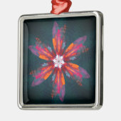 Floral Mandala Flowers Orange Red Blue Abstract Ornament Aus Metall (Links)