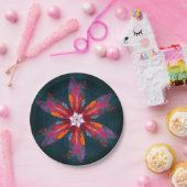 Floral Mandala Flowers Orange Red Blue Abstract Pappteller (Party)