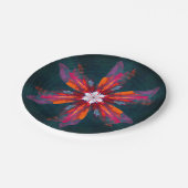 Floral Mandala Flowers Orange Red Blue Abstract Pappteller (Schrägansicht)
