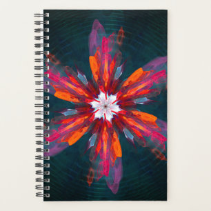Floral Mandala Flowers Orange Red Blue Abstract Planer