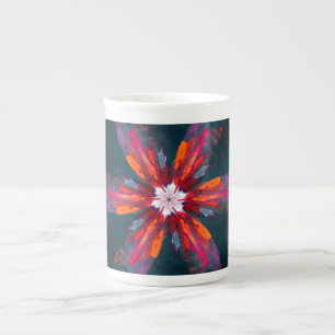 Floral Mandala Flowers Orange Red Blue Abstract Porzellantasse