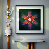 Floral Mandala Flowers Orange Red Blue Abstract Poster