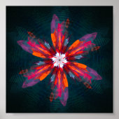 Floral Mandala Flowers Orange Red Blue Abstract Poster (Vorne)