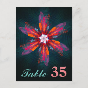 Floral Mandala Flowers Orange Red Blue Abstract Postkarte