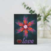 Floral Mandala Flowers Orange Red Blue Abstract Postkarte (Stehend Vorderseite)