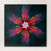 Floral Mandala Flowers Orange Red Blue Abstract Puzzle (Horizontal)