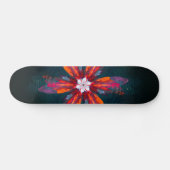 Floral Mandala Flowers Orange Red Blue Abstract Skateboard (Horizontal)