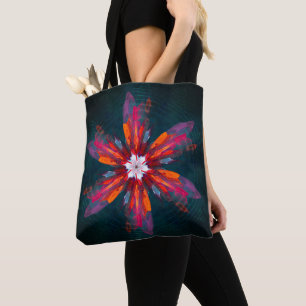 Floral Mandala Flowers Orange Red Blue Abstract Tasche