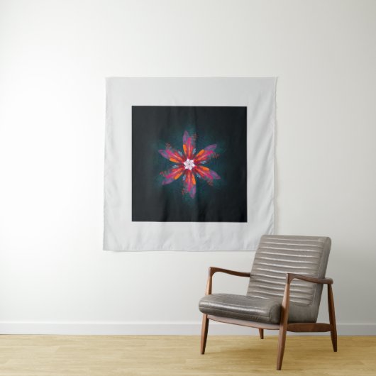 Floral Mandala Flowers Orange Red Blue Abstract Wandteppich (Beispiel)