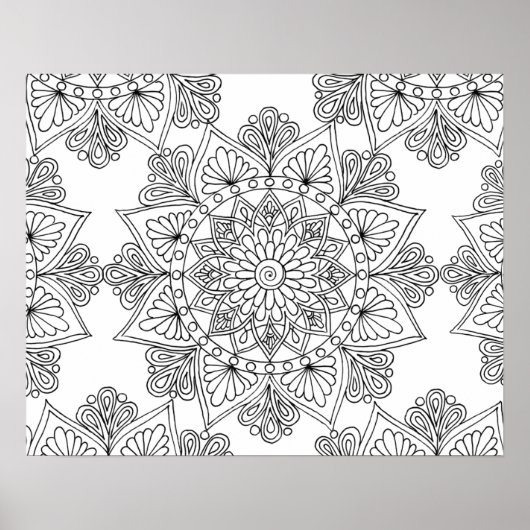 Floral Mandala Geometrisches Muster Erwachsenenfar Poster (Vorne)