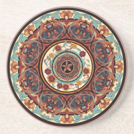 Floral Mandala Getränkeuntersetzer (Vorne)