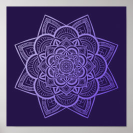 Floral Mandala Lavender Lila Kunsthandwerk Print Poster