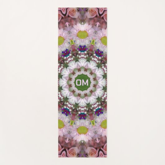 Floral Mandala mit OM Optionaler Text Yogamatte (Vorderseite)