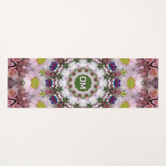 Floral Mandala mit OM Optionaler Text Yogamatte (Vorderseite (Horizontal))