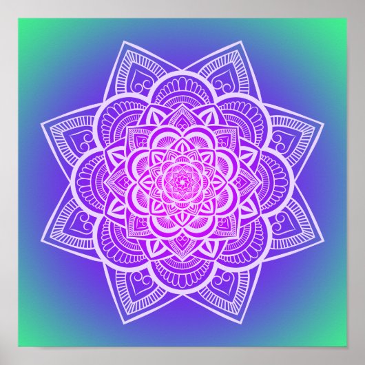 Floral Mandala Multicolor Kunstdrucken Poster (Vorne)