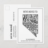 Floral Mandala Nevada Staat Moving Ankündigungspostkarte (Vorne/Hinten)