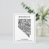 Floral Mandala Nevada Staat Moving Ankündigungspostkarte (Stehend Vorderseite)