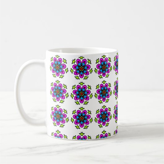 Floral Mandala Pattern Kaffeetasse (Links)