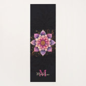 Floral Mandala Pink Lila Elegantenname Monogram Yogamatte (Rückseite)