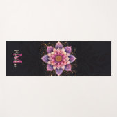 Floral Mandala Pink Lila Elegantenname Monogram Yogamatte (Vorderseite (Horizontal))