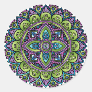 Floral Mandala Runder Aufkleber