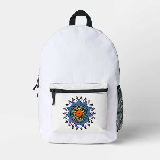 Floral Mandala Seamless Pattern: Sacred Bloom Bedruckter Rucksack (Vorderseite)