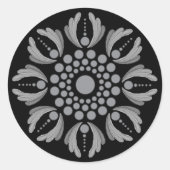 Floral Mandala Template Gray Scale Runder Aufkleber (Vorderseite)