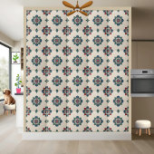 Floral Mandala Tile Aquamarin rot und grün Fliese