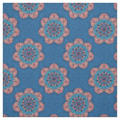 Floral Mandala Tile in Blau und Rosa Stoff (Muster)