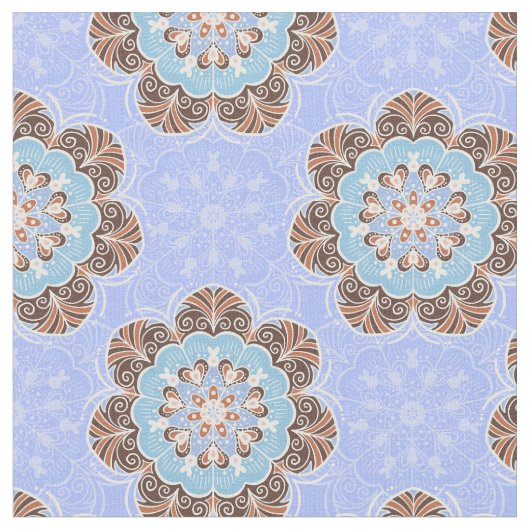 Floral Mandala Tile in Light Blue Stoff (Nahaufnahme)