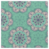 Floral Mandala Tile in Mint & Lavender Stoff (Nahaufnahme)