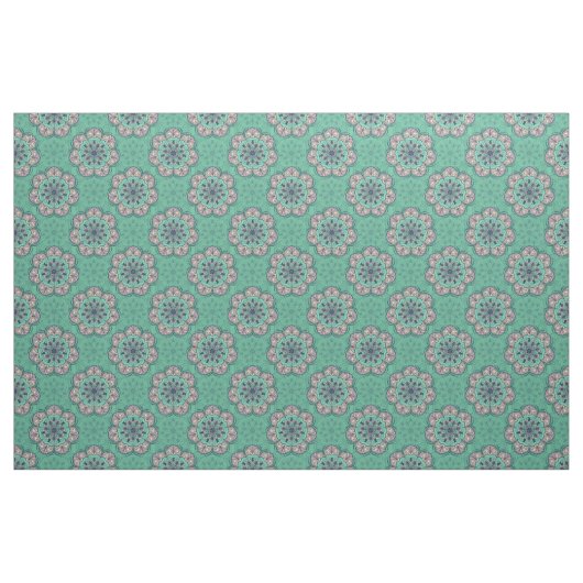 Floral Mandala Tile in Mint & Lavender Stoff (Fat Quarter (45,7 x 55,9 cm))