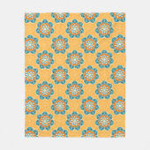 Floral Mandala Tile in Orange & Aquamarin Fleecedecke (Vorderseite)