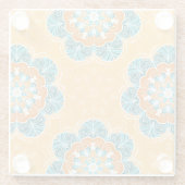 Floral Mandala Tile in Orange & Aquamarin Glasuntersetzer (Rückseite)