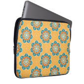 Floral Mandala Tile in Orange & Aquamarin Laptopschutzhülle (Vorne Rechts)