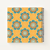 Floral Mandala Tile in Orange & Aquamarin Notizblock (Rückseite)