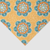 Floral Mandala Tile in Orange & Aquamarin Seidenpapier (Ausschnitt)