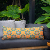 Floral Mandala Tile in Orange & Aquamarin Seitenschläferkissen