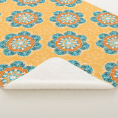 Floral Mandala Tile in Orange & Aquamarin Sherpadecke (3/4)