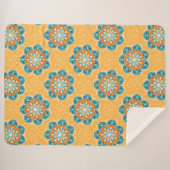 Floral Mandala Tile in Orange & Aquamarin Sherpadecke (Vorderseite (Horizontal))