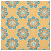 Floral Mandala Tile in Orange & Aquamarin Stoff (Muster)