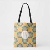 Floral Mandala Tile in Orange & Aquamarin Tasche (Vorderseite)