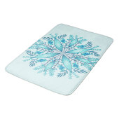 Floral Mandala - Türkis Blue Boho Snowflake Badematte (Schrägansicht)