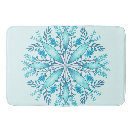 Floral Mandala - Türkis Blue Boho Snowflake Badematte (Vorderseite)