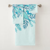 Floral Mandala - Türkis Blue Boho Snowflake Badhandtuch Set (Insitu)