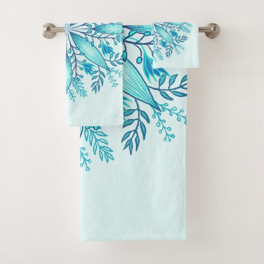 Floral Mandala - Türkis Blue Boho Snowflake Badhandtuch Set (Insitu)